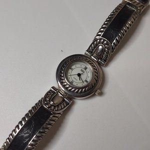 Silver Tone And Black Bijoux Terner Watch
